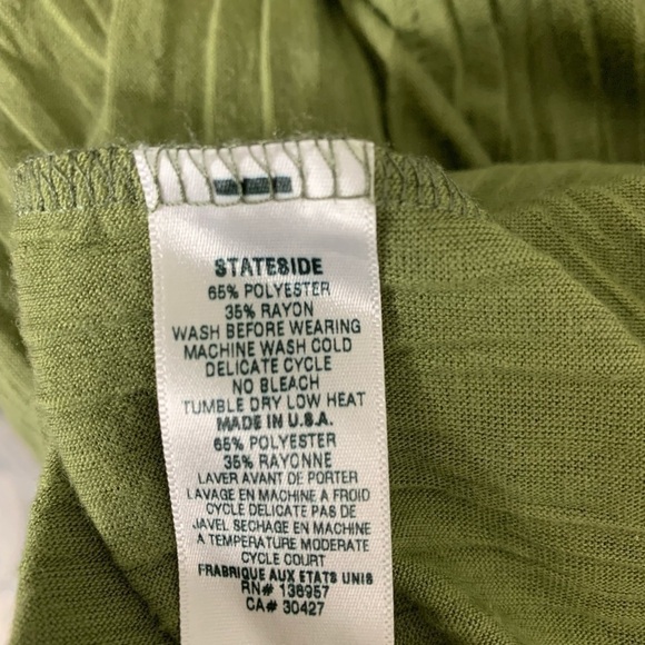 Stateside Knit Plisse Cardigan Duster Open Front Pockets Green Size M - Picture 7 of 15